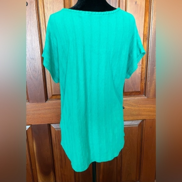 SOFT SURROUNDINGS Blouse Womens Petite Small Top Short Sleeve Green Floral - Picture 3 of 7